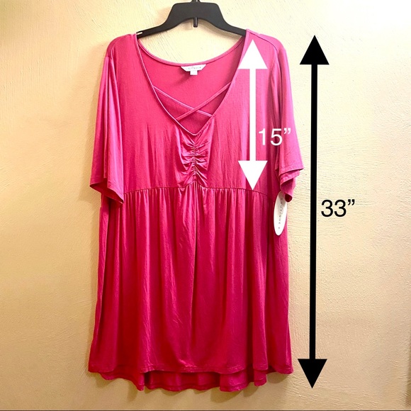 💥5/$15🌸 Malibu Pink Boutique Tunic Top Rayon Spandex Comfy Stretch Blouse - Picture 3 of 10